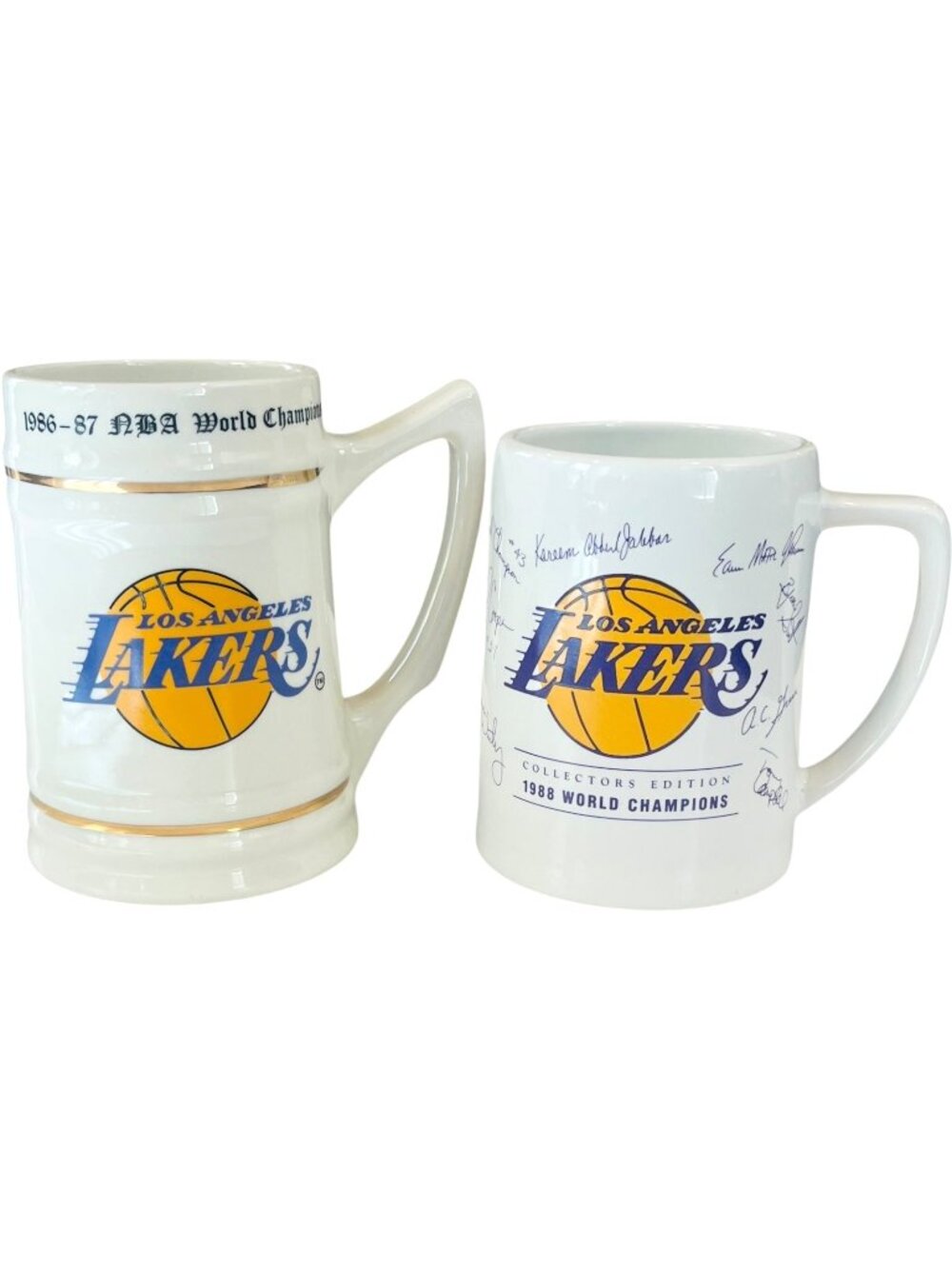 Los Angeles Lakers 1986-87 and 1988 World Champion Collectable Mugs - LOT of 2